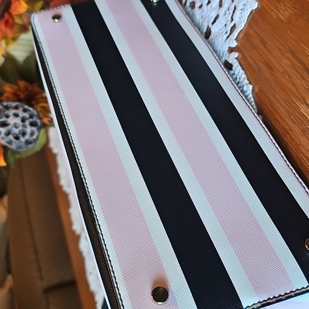 Kate Spade Black and Pink Striped Satchel - Picture 4 of 5